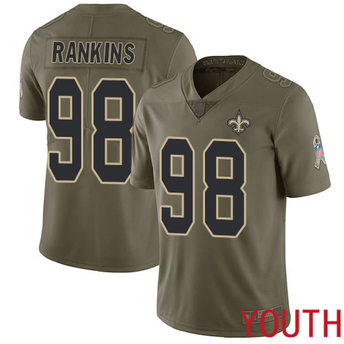 New Orleans Saints Limited Olive Youth Sheldon Rankins Jersey NFL Football #98 2017 Salute to Service Jersey